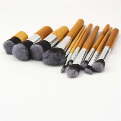 Professional Eco Friendly Large Bamboo Make-up Brushes Set Natural Hair with Pouch/Bag