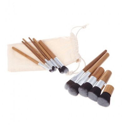 High Quality Wholesale Beautilicious  Eye Shadows Bamboo Makeup 11pcs Brush Set